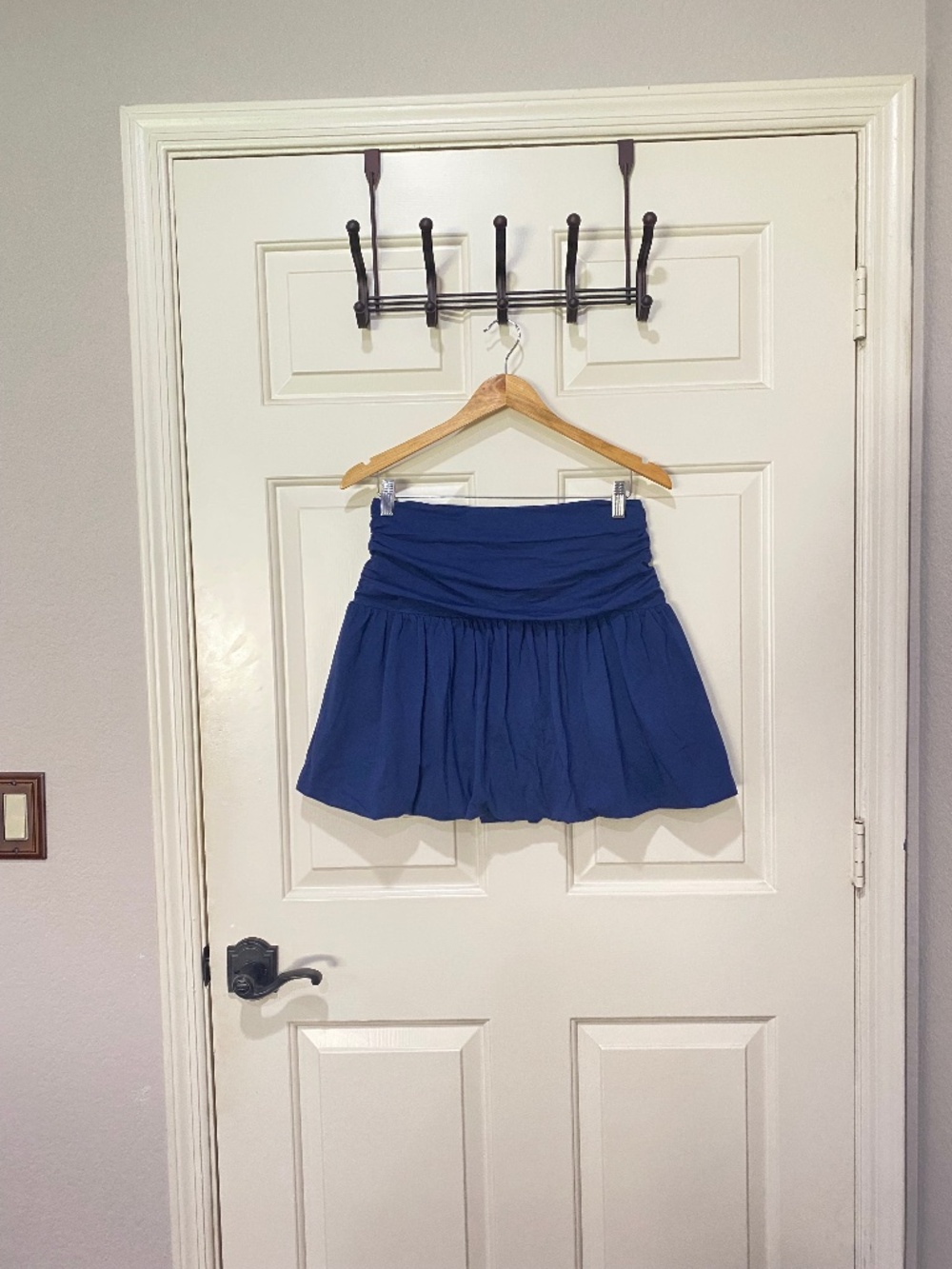 NWT LOFT Blue Soft Bubble Mini Skirt Ruched Waist Size Small